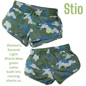 Stio Second Light camo shorts blue gray neon green built-in's running women's xs